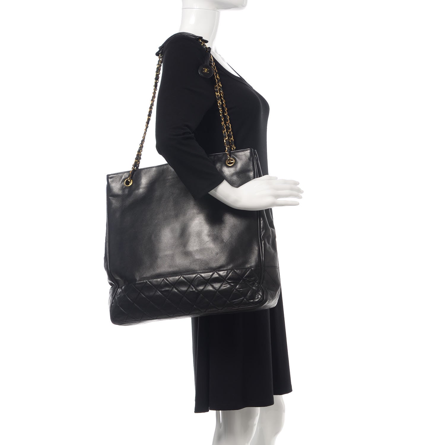 Chanel Lambskin Quilted Shopping Tote Black 2 of 17