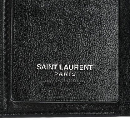 Saint Laurent Calfskin Crocodile Embossed Key Holder Wallet Black 6 of 11