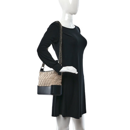 Chanel Aged Calfskin Quilted Medium Gabrielle Hobo Beige Black 2 of 10