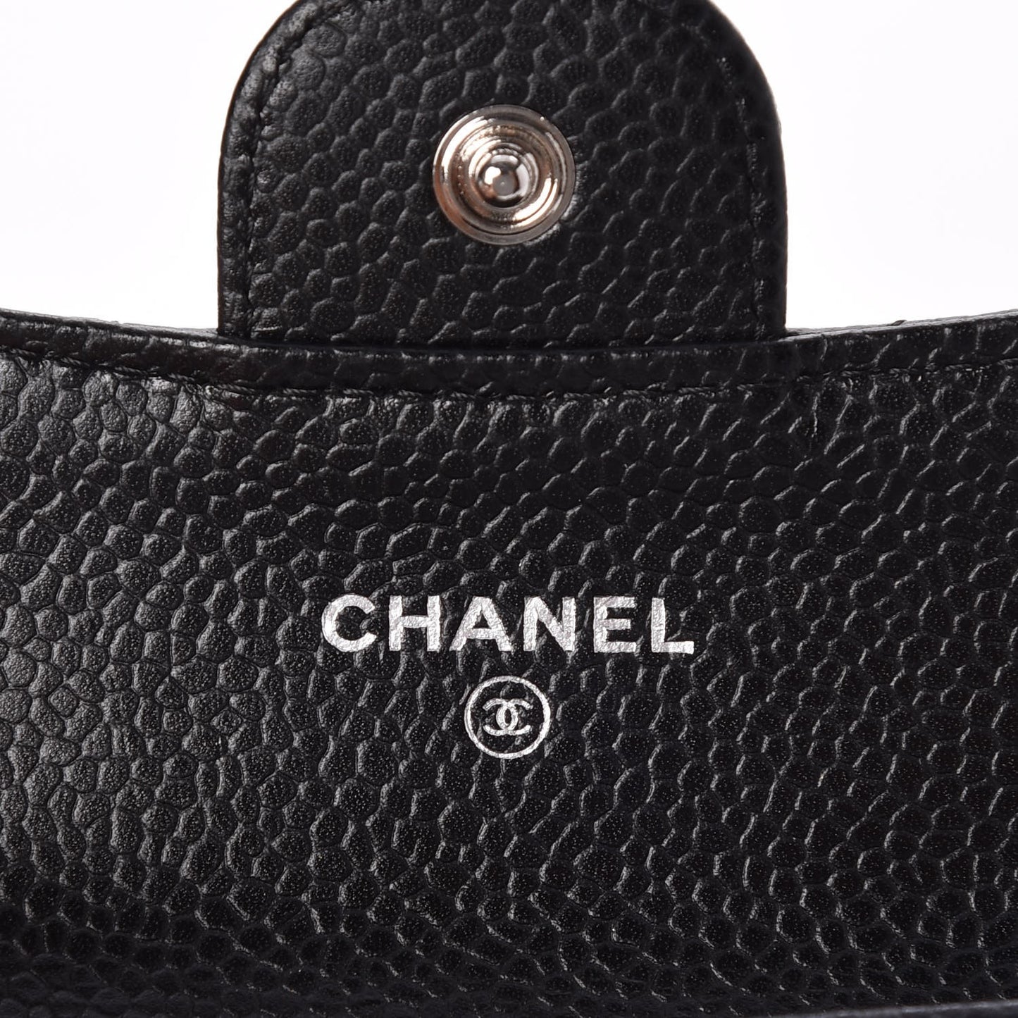 Caviar Quilted Flap Card Holder Black