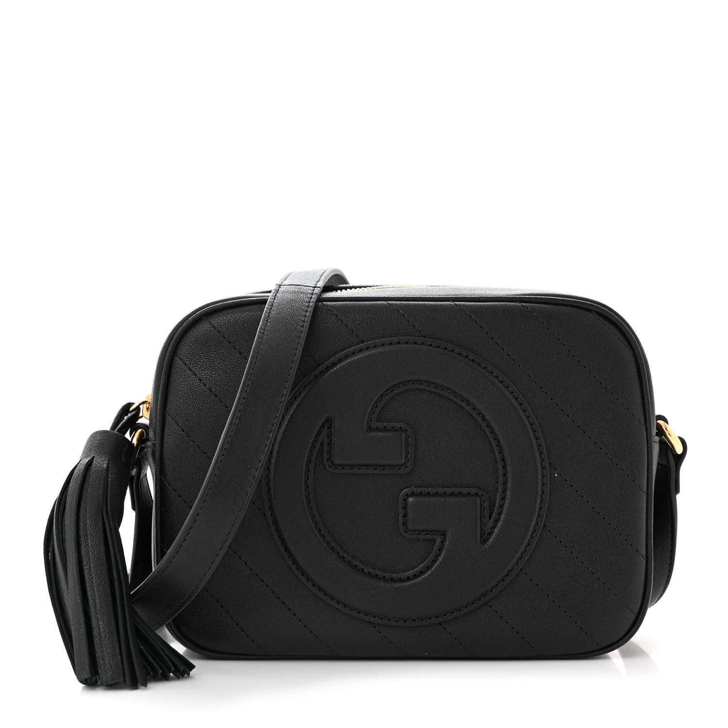 Gucci Sakai Be Green Calfskin Diagonal Stitched Small Blondie Shoulder Bag Black 1 of 9