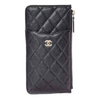Chanel Iridescent Caviar Quilted Classic Flat Wallet Pouch Black 1 of 8