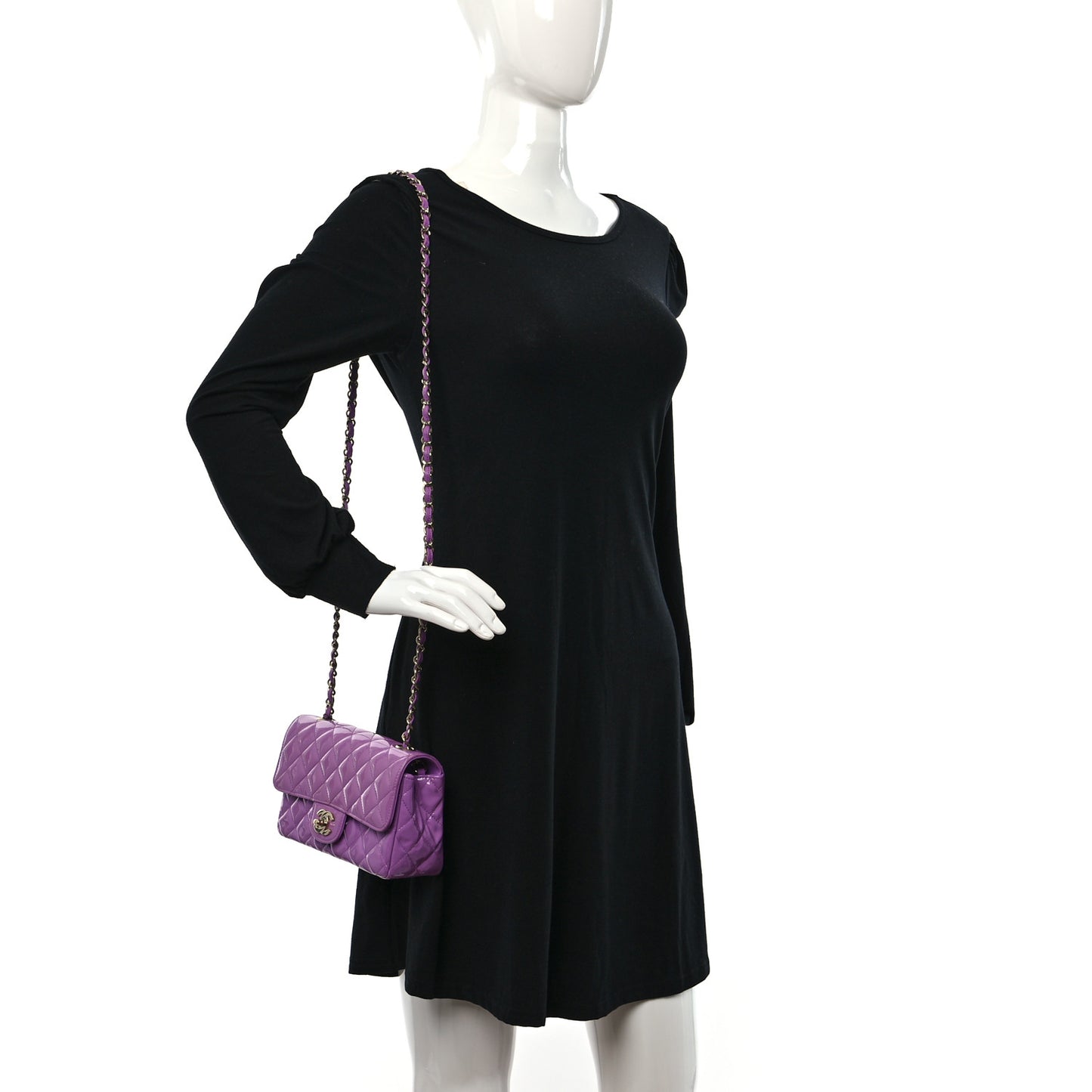 Patent Quilted Mini Rectangular Flap Purple