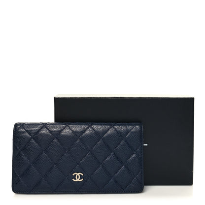 Chanel Caviar Quilted Yen Wallet Dark Blue 12 of 12