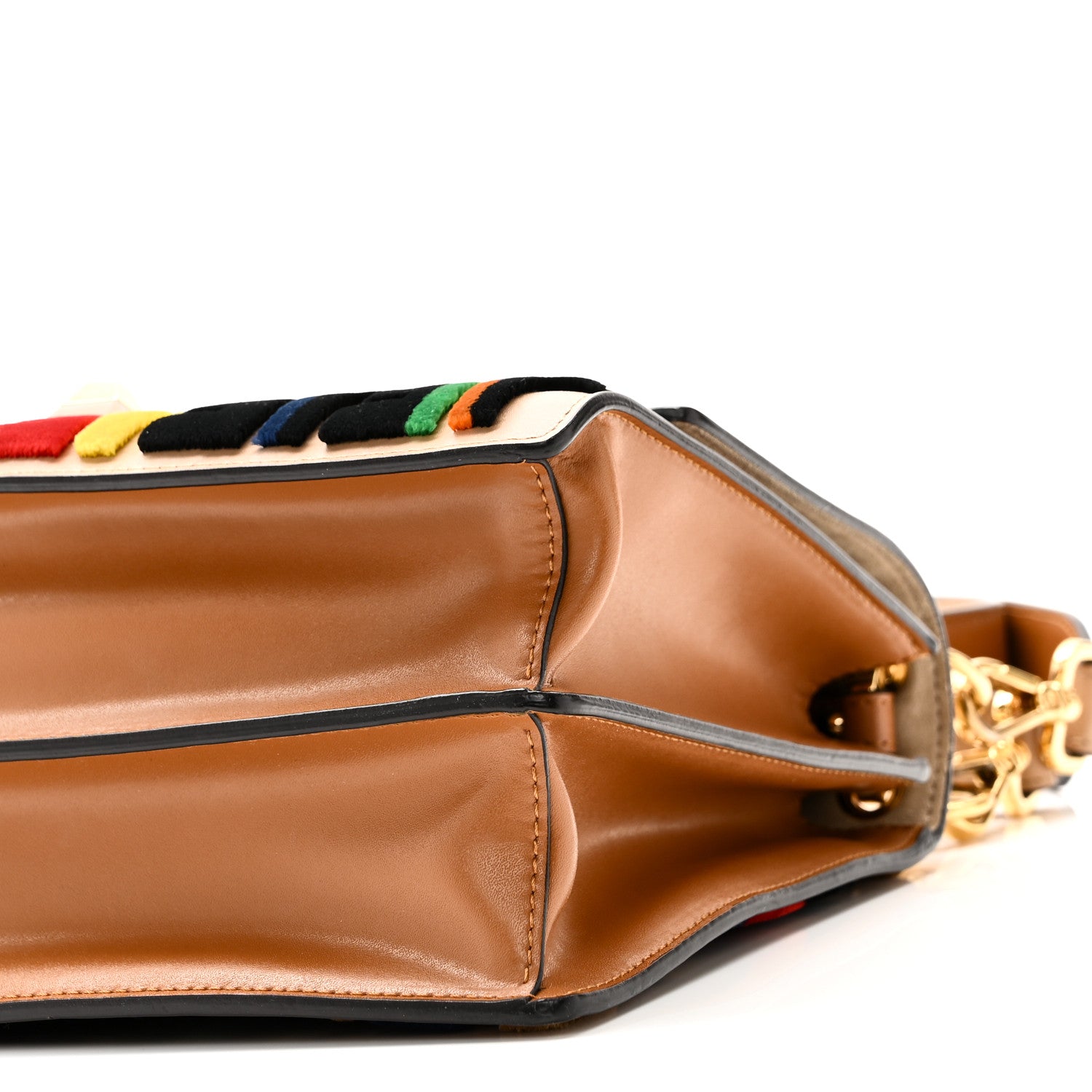 Fendi Vitello Liberty Velvet FF Multicolor Kan I Shoulder Bag Multicolor Cuoio 10 of 10