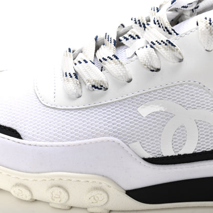 Chanel Calfskin Mesh Lycra Womens Logo Sneakers 39 White 11 of 16