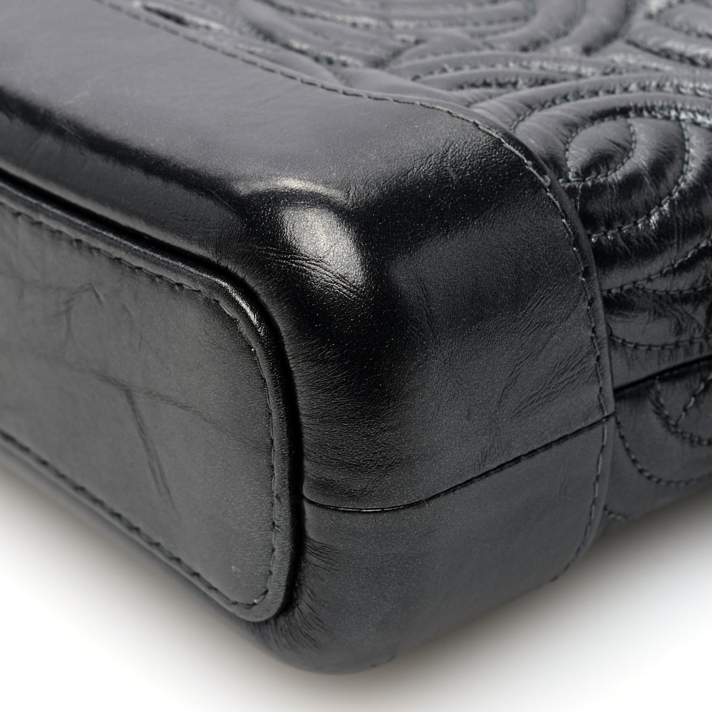Aged Calfskin CC Quilted Small Gabrielle Hobo Black