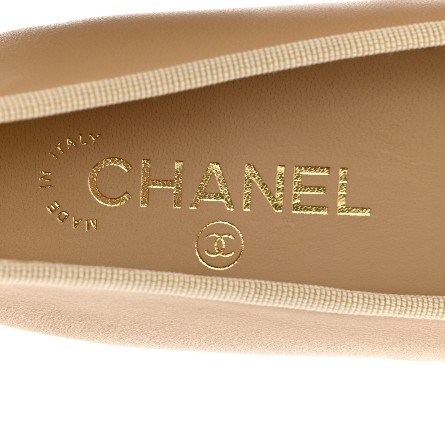 Chanel Lambskin Cap Toe CC Ballerina Flats 37 Beige Black 7 of 10