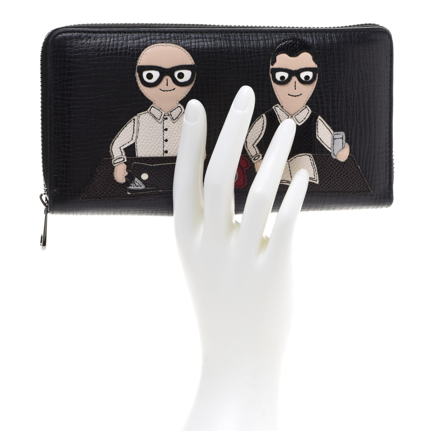 Dauphine Family Patch Zip Around Wallet Black