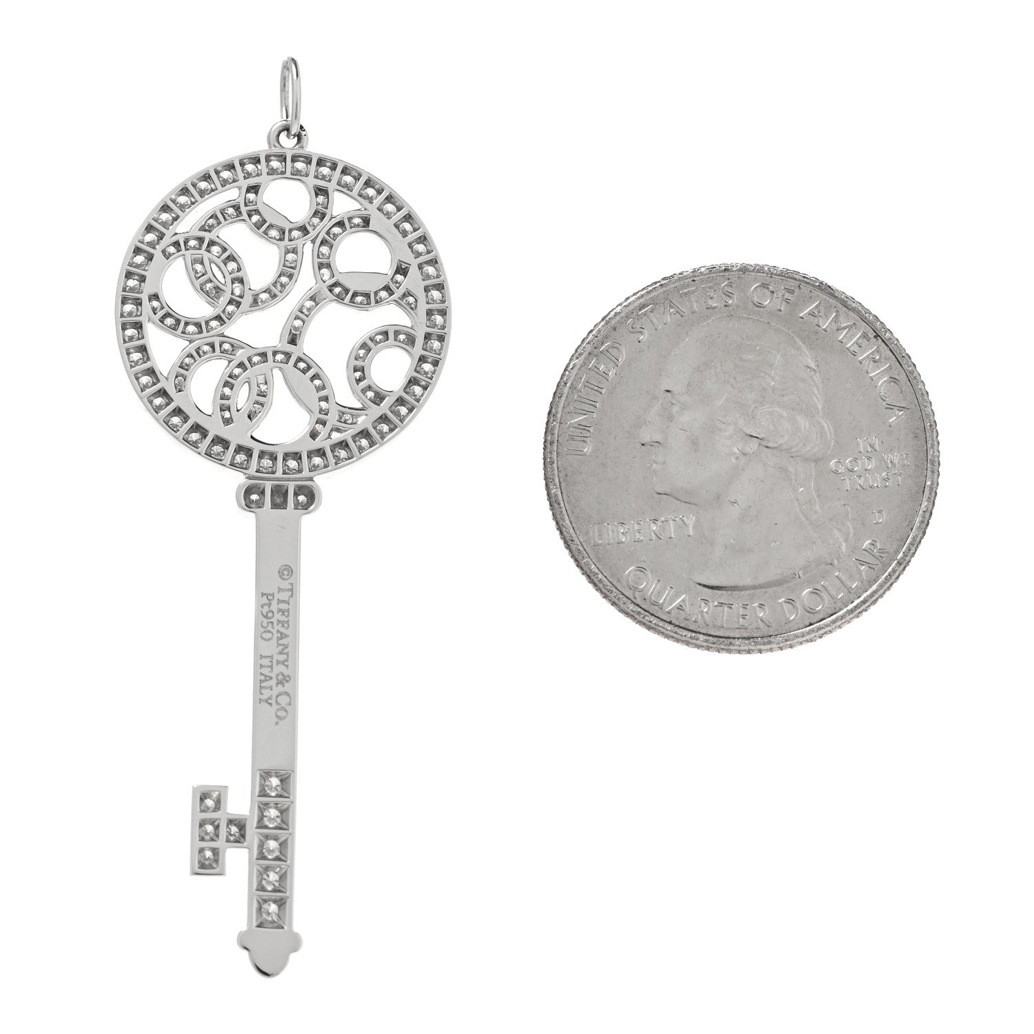 Tiffany Platinum Diamond Bubbles Key Pendant 2 of 4