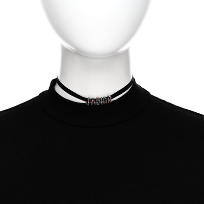 Christian Dior Grosgrain Ribbon Crystal J'Adior Logo Choker Necklace Multicolor 2 of 5