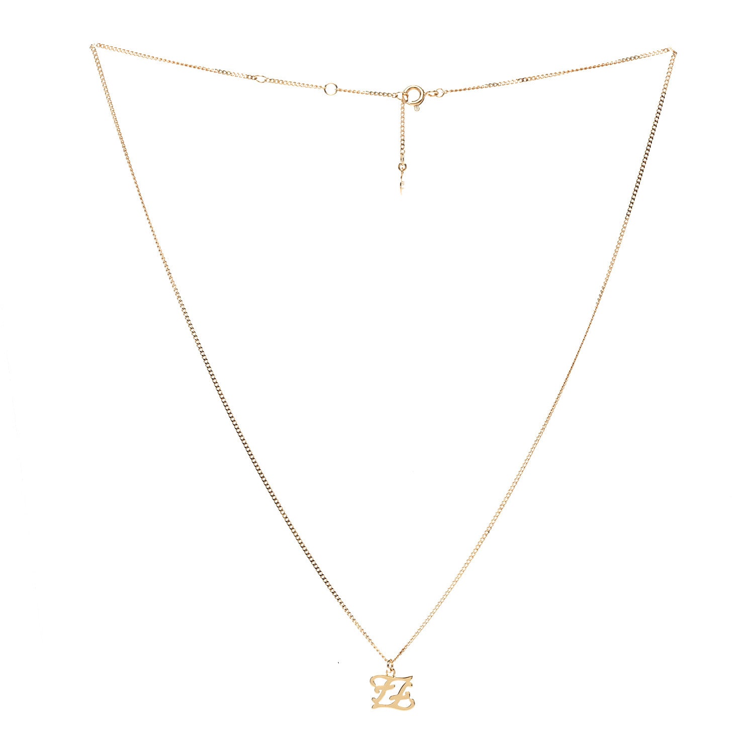 Fendi Metal Karligraphy Necklace Gold 3 of 7