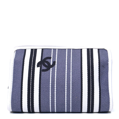 Chanel Toile Striped Cosmetic Case Navy 1 of 5