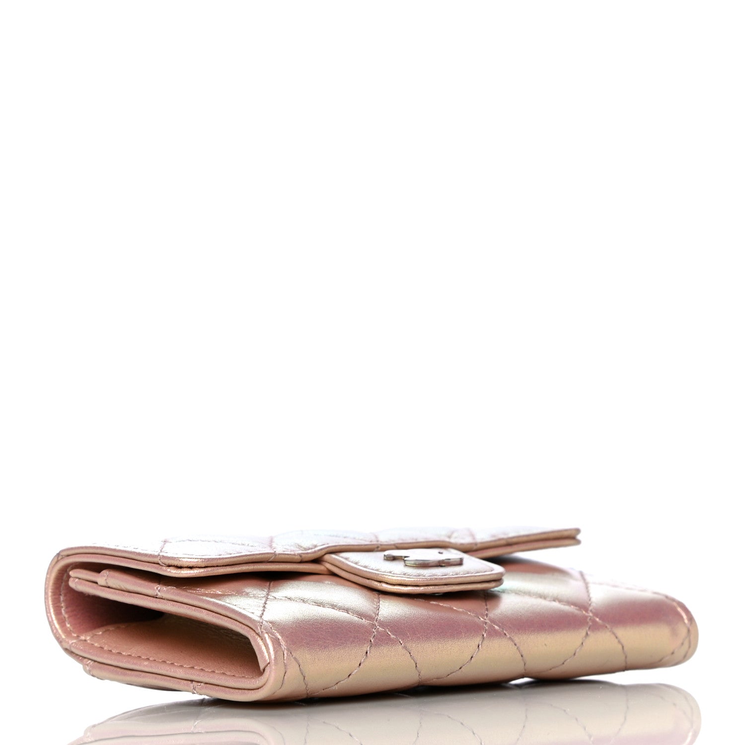 Chanel Iridescent Calfskin Quilted Flap Card Holder Wallet Pink 4 of 13