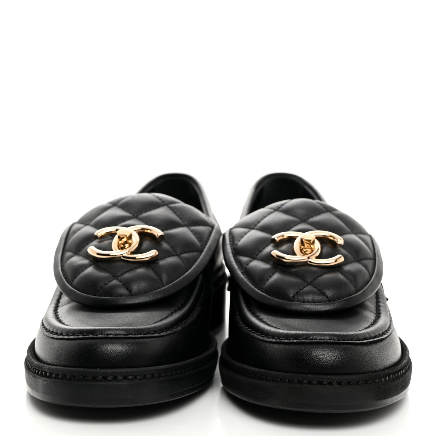Lambskin Quilted CC Turnlock Loafers 36.5 Black