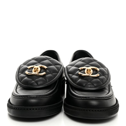 Chanel Lambskin Quilted CC Turnlock Loafers 36.5 Black 2 of 9