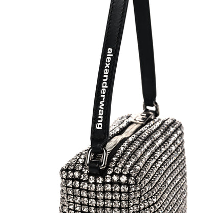 Alexander Wang Mesh Crystal Rhinestone Mini Heiress Pouch Black Silver 7 of 11