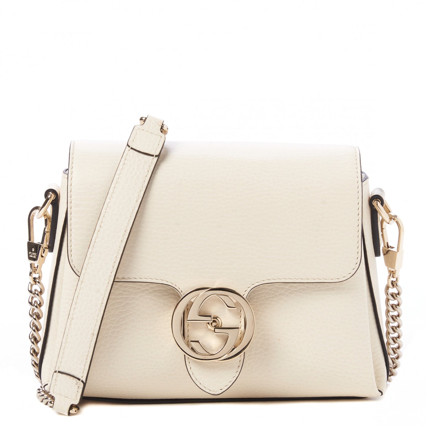 Dollar Calfskin Interlocking G Crossbody Bag Mystic White