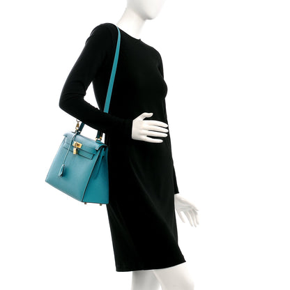 Hermes Epsom Kelly Sellier 28 Bleu Paon 2 of 28
