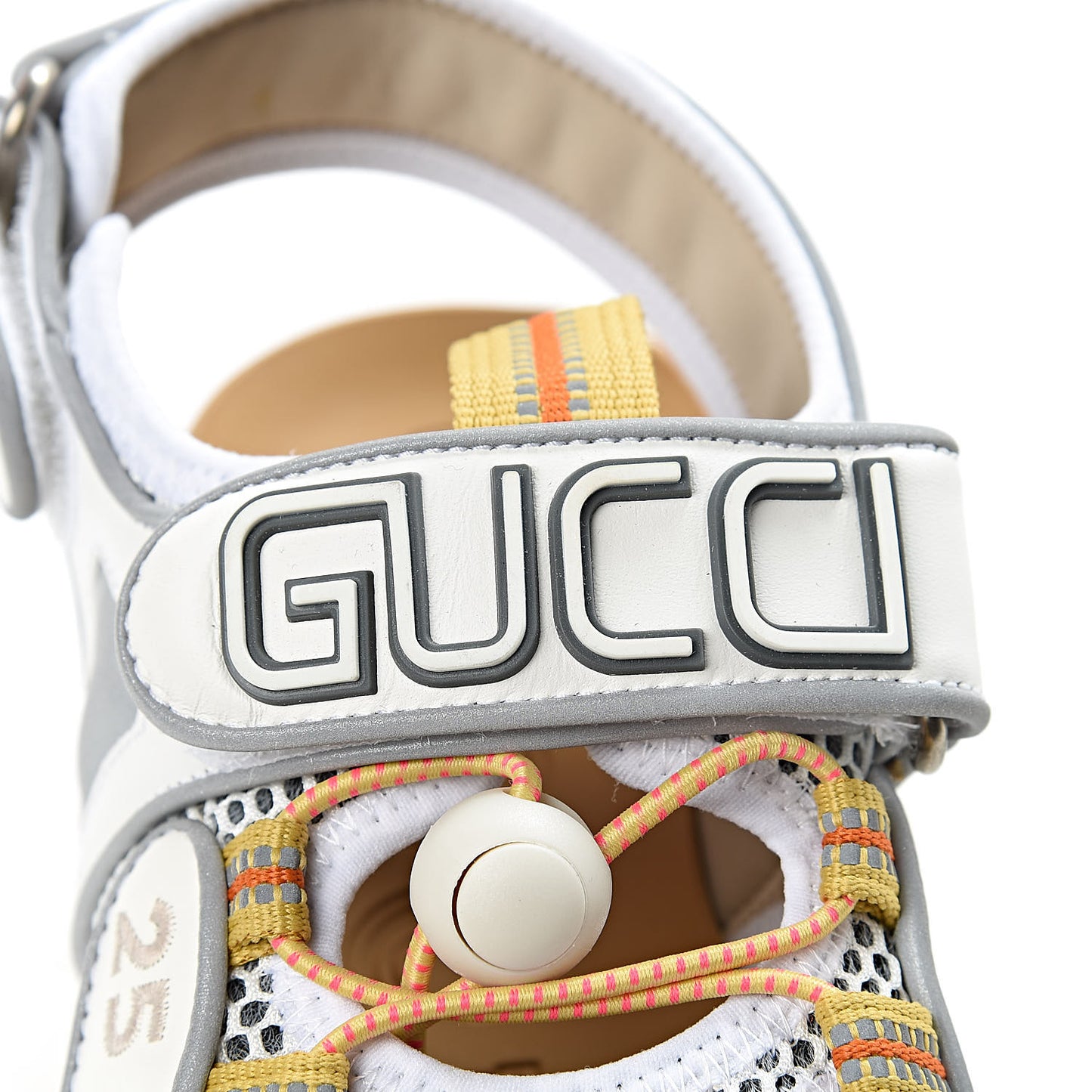 Mesh Fabric Tinsel Sport Sandals 37.5 White Silver