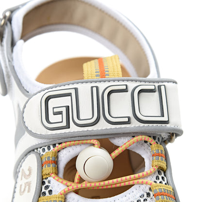 Gucci Mesh Fabric Tinsel Sport Sandals 37.5 White Silver 5 of 9