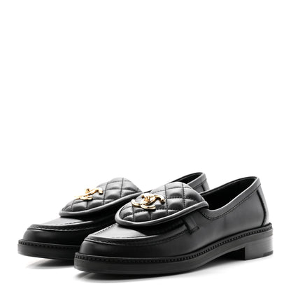 Chanel Lambskin Quilted CC Turnlock Loafers 37 Black 3 of 12