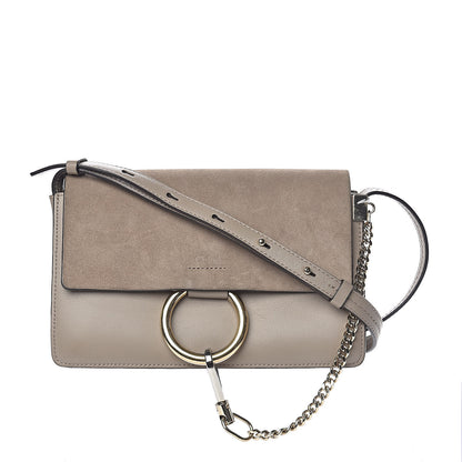 Chloe Suede Calfskin Small Faye Shoulder Bag Motty Grey 1 of 15