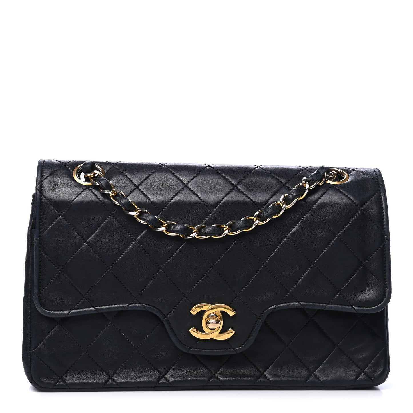 Lambskin Quilted Small Double Flap Black