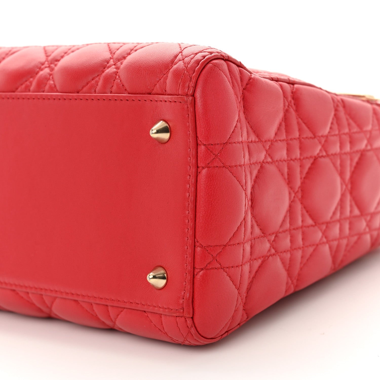 Christian Dior Lambskin Cannage Medium Lady Dior Red 10 of 11