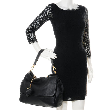 Dolce & Gabbana Grained Deerskin Medium Miss Sicily Satchel Black 2 of 11