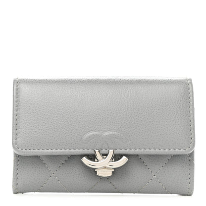 Chanel Grained Calfskin Quilted CC Box Flap Card Holder Grey 1 of 7