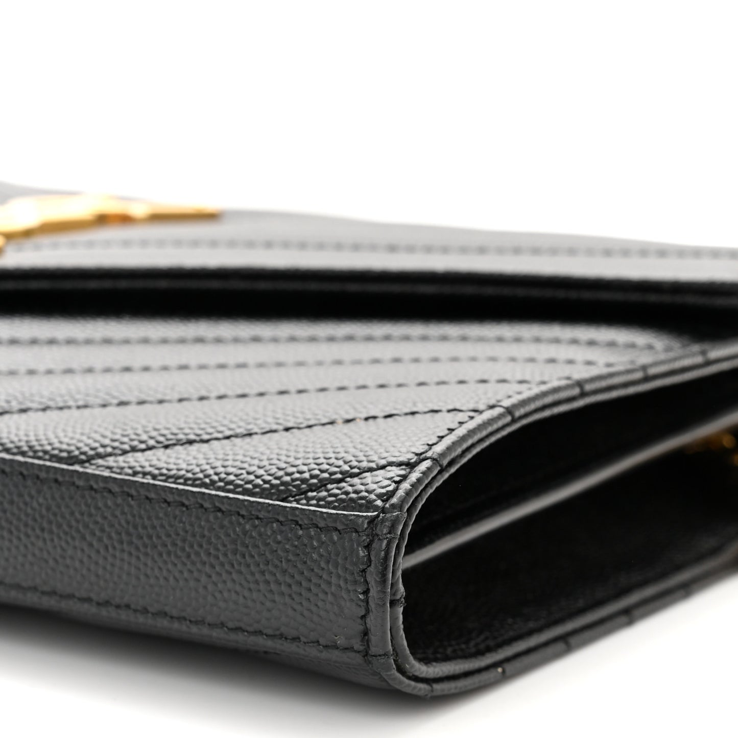 Grain De Poudre Matelasse Chevron Monogram Chain Wallet Black