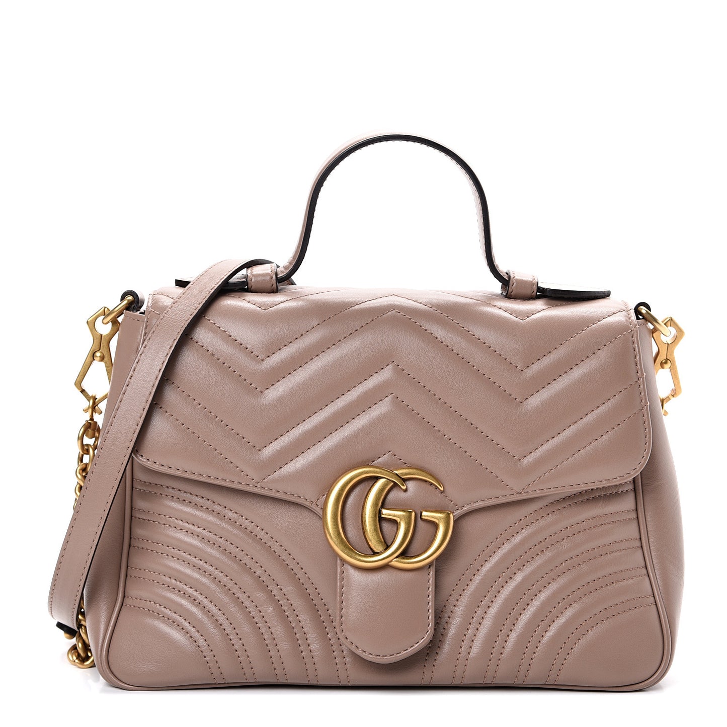 Calfskin Matelasse Small GG Marmont Top Handle Shoulder Bag Porcelain Rose