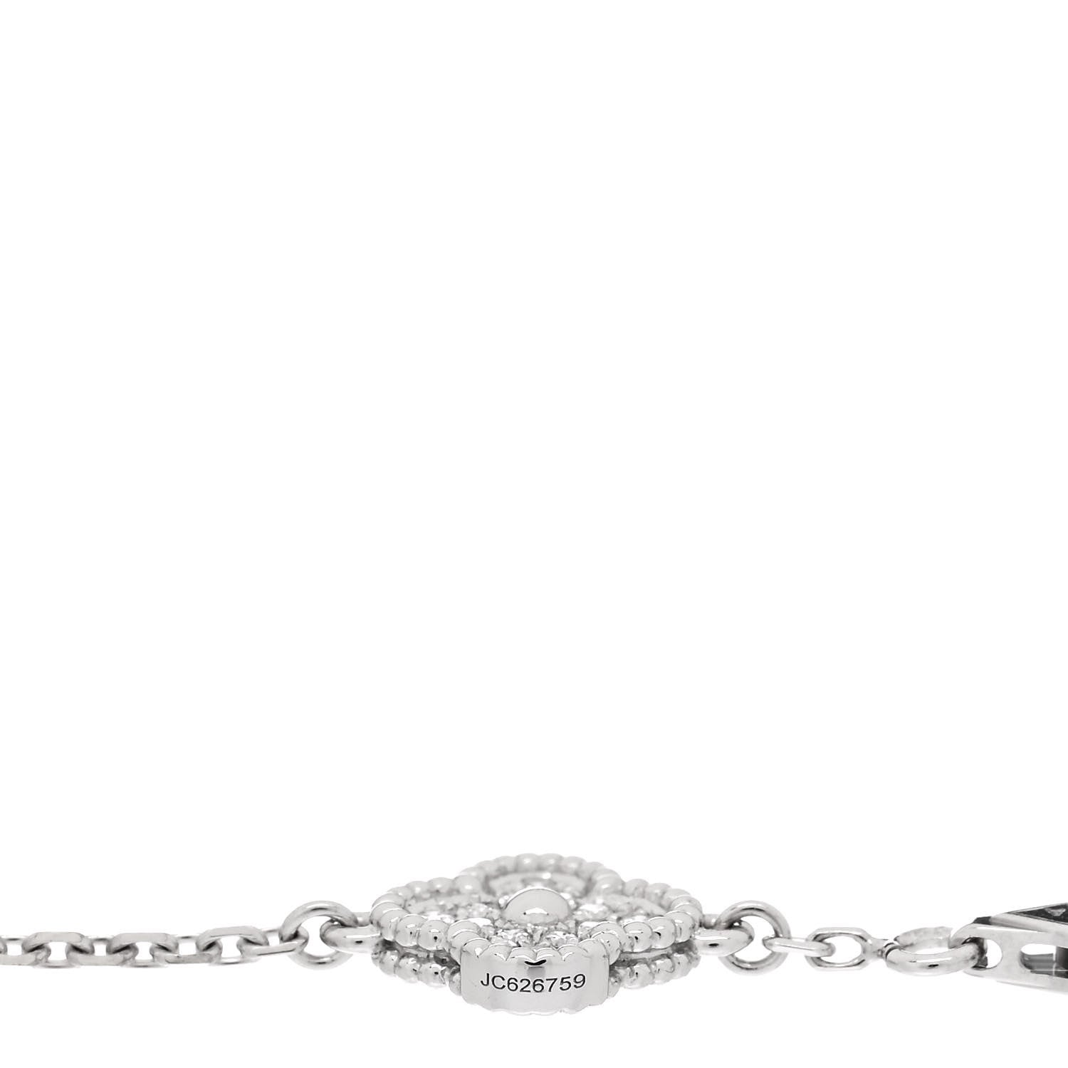 Van Cleef & Arpels 18K White Gold Diamond 6 Motifs Sweet Alhambra Bracelet 4 of 5