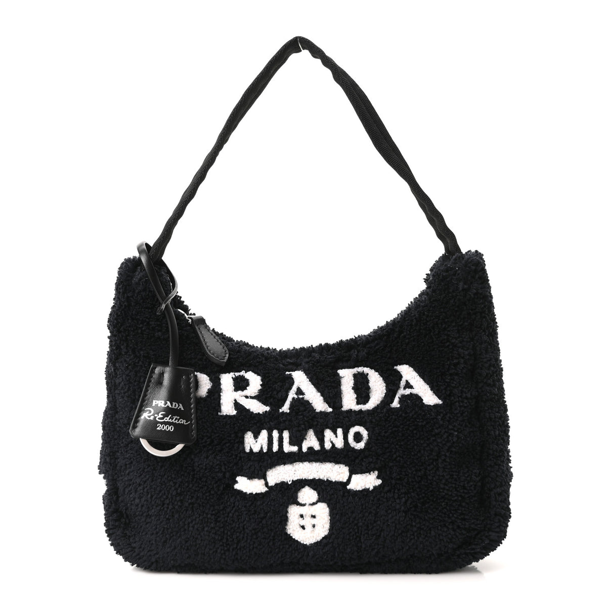 Prada Terry Cloth Mini Re-Edition 2000 Bag Black White 1 of 10