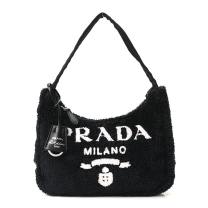 Prada Terry Cloth Mini Re-Edition 2000 Bag Black White 1 of 10