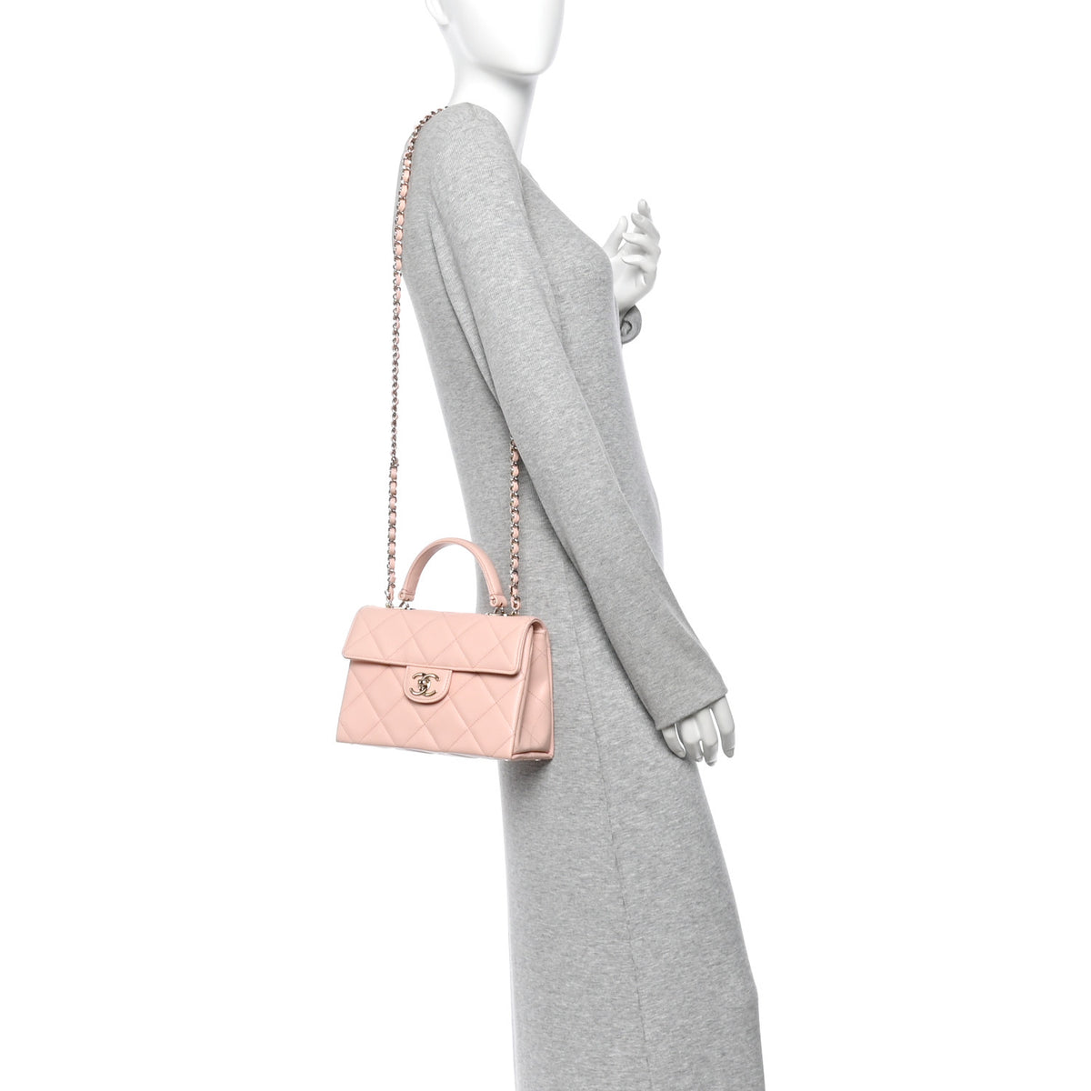 Chanel Caviar Quilted Mini Retro Twist Top Handle Flap Light Pink 2 of 12