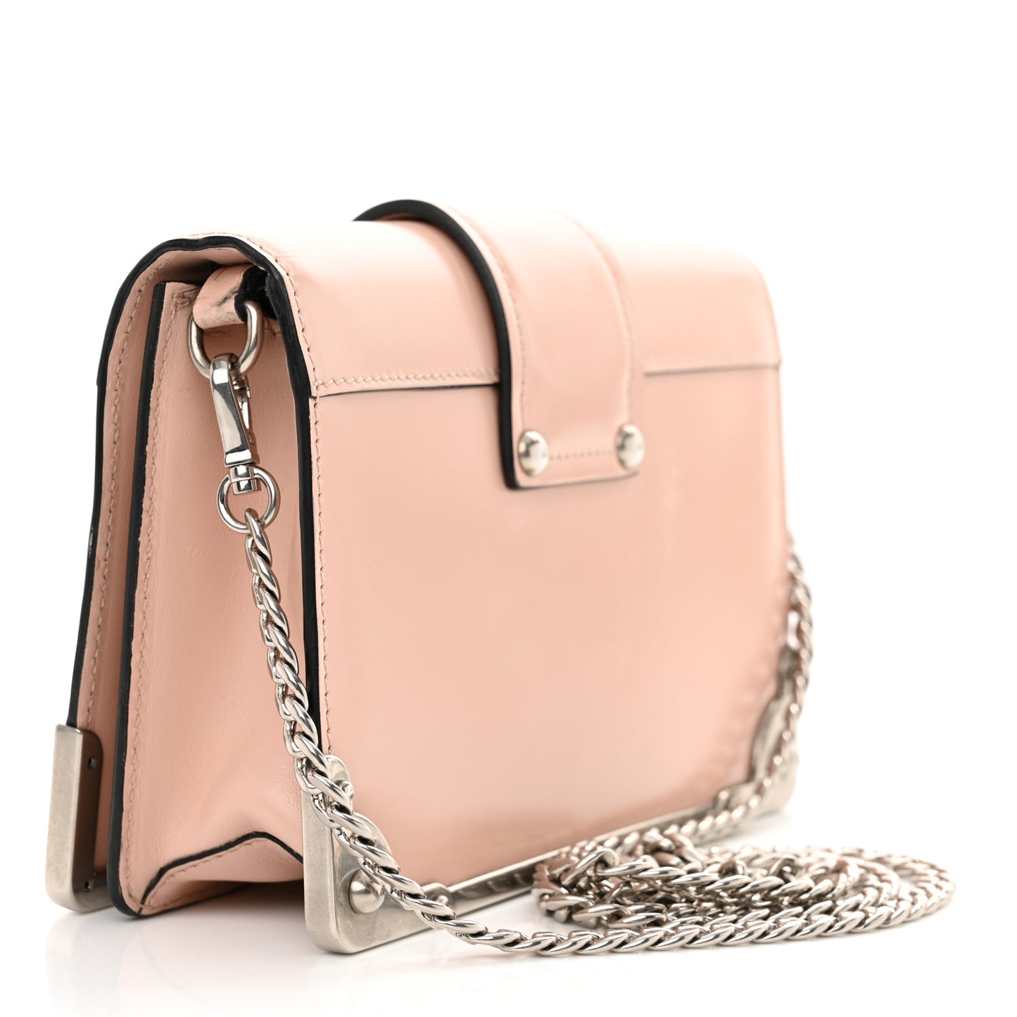 Spazzolato Soft Calf Cahier Chain Wristlet Clutch Pesca