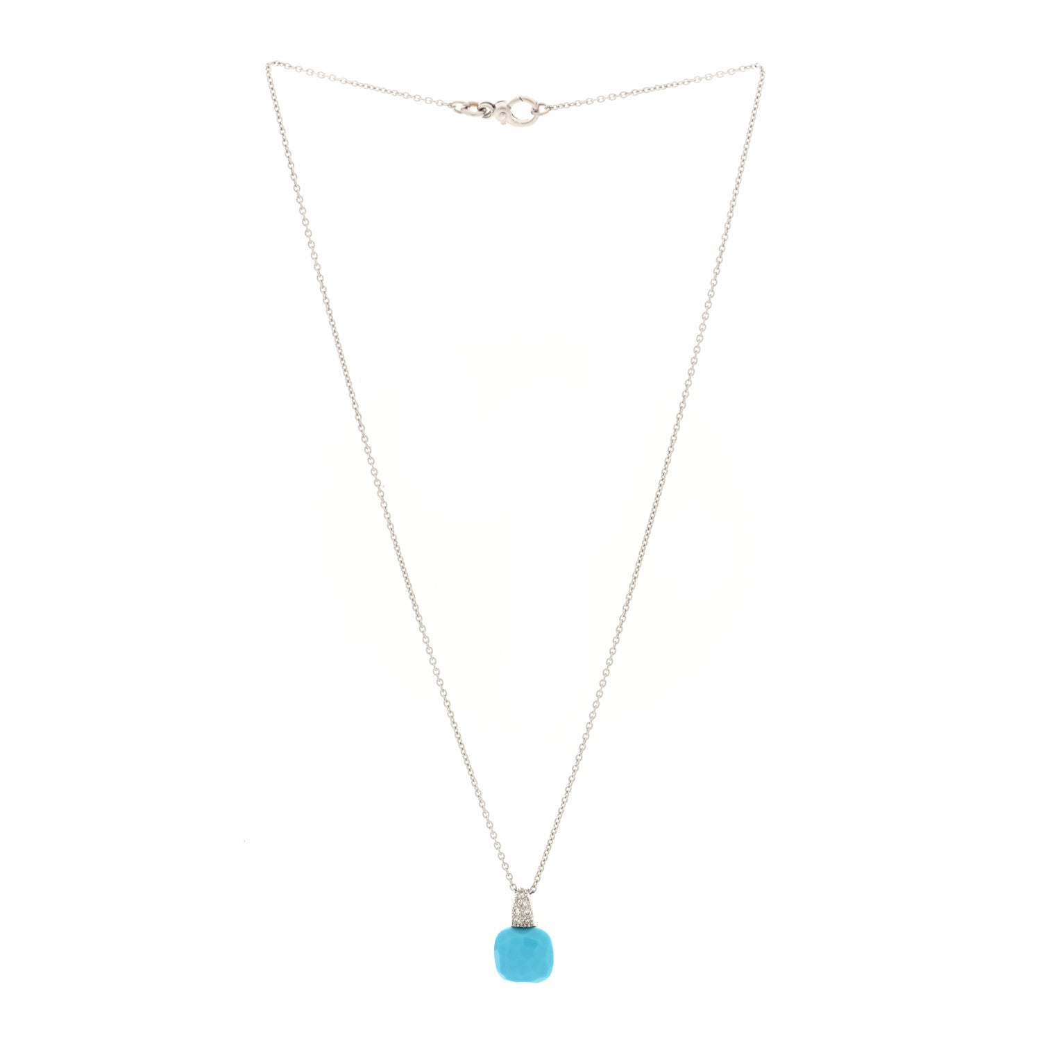 Pomellato 18K White Gold Diamond Turquoise Capri Pendant Necklace 3 of 5