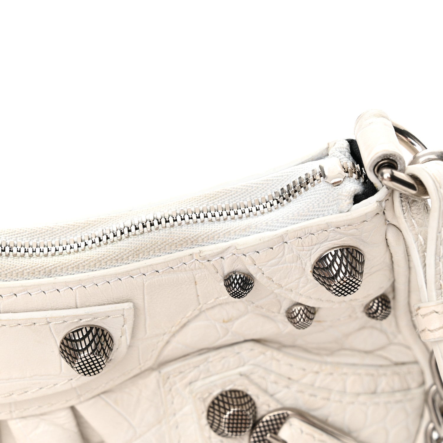 Balenciaga Extra Supple Calfskin Crocodile Embossed Le Cagole Mini Purse With Chain White 12 of 18