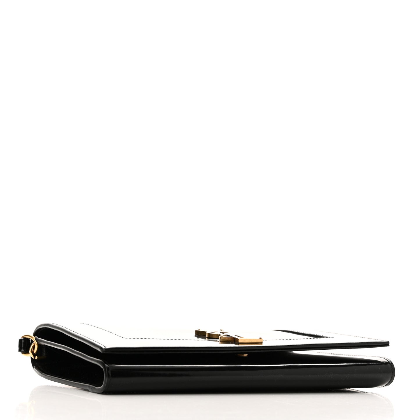 Lambskin Patent Monogram Cassandre Clasp Flap Pouch Black