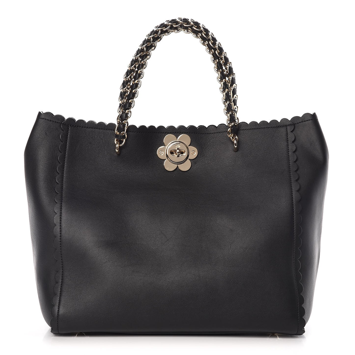 Classic Calfskin Cecily Flower Tote Black