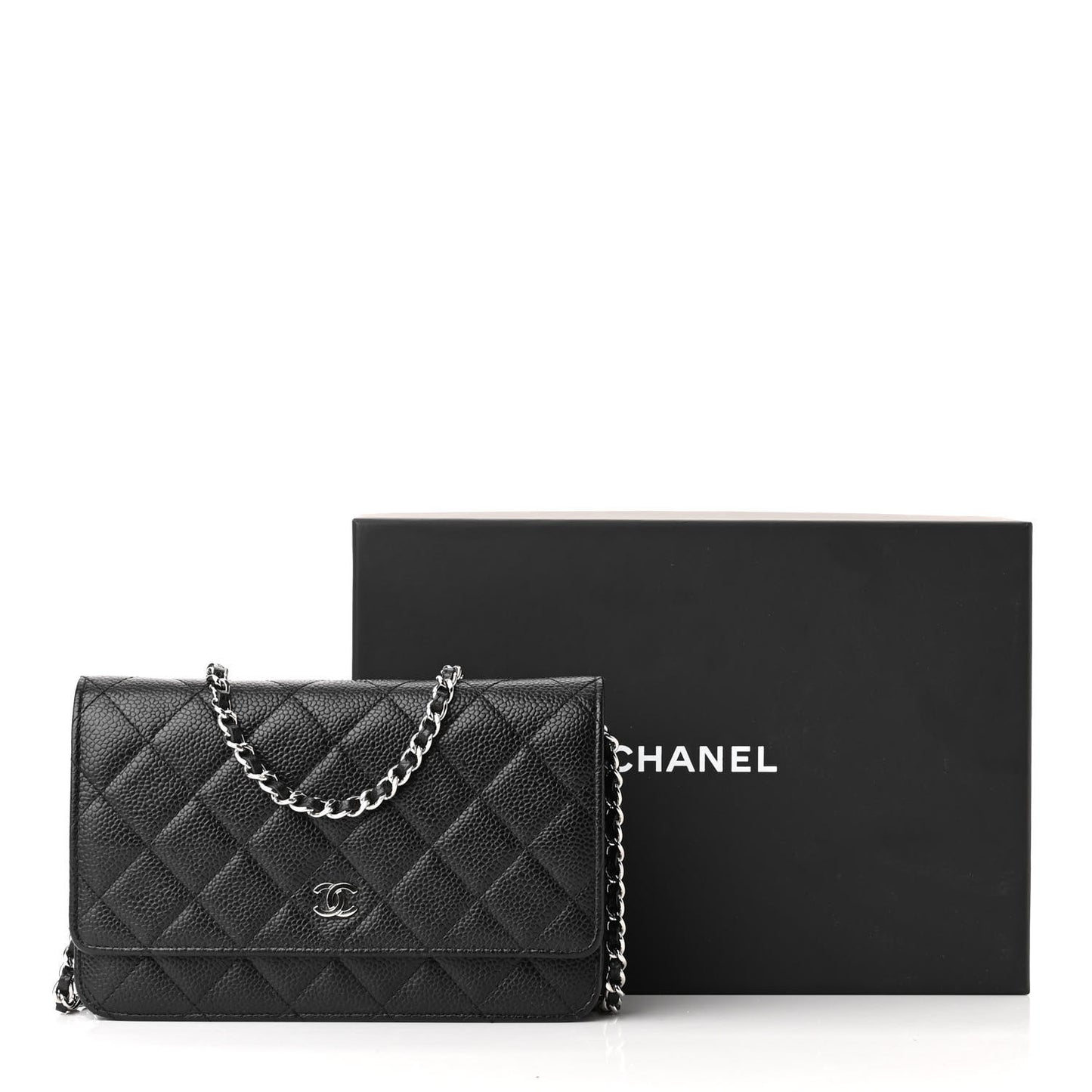 Caviar Quilted Wallet On Chain WOC Black