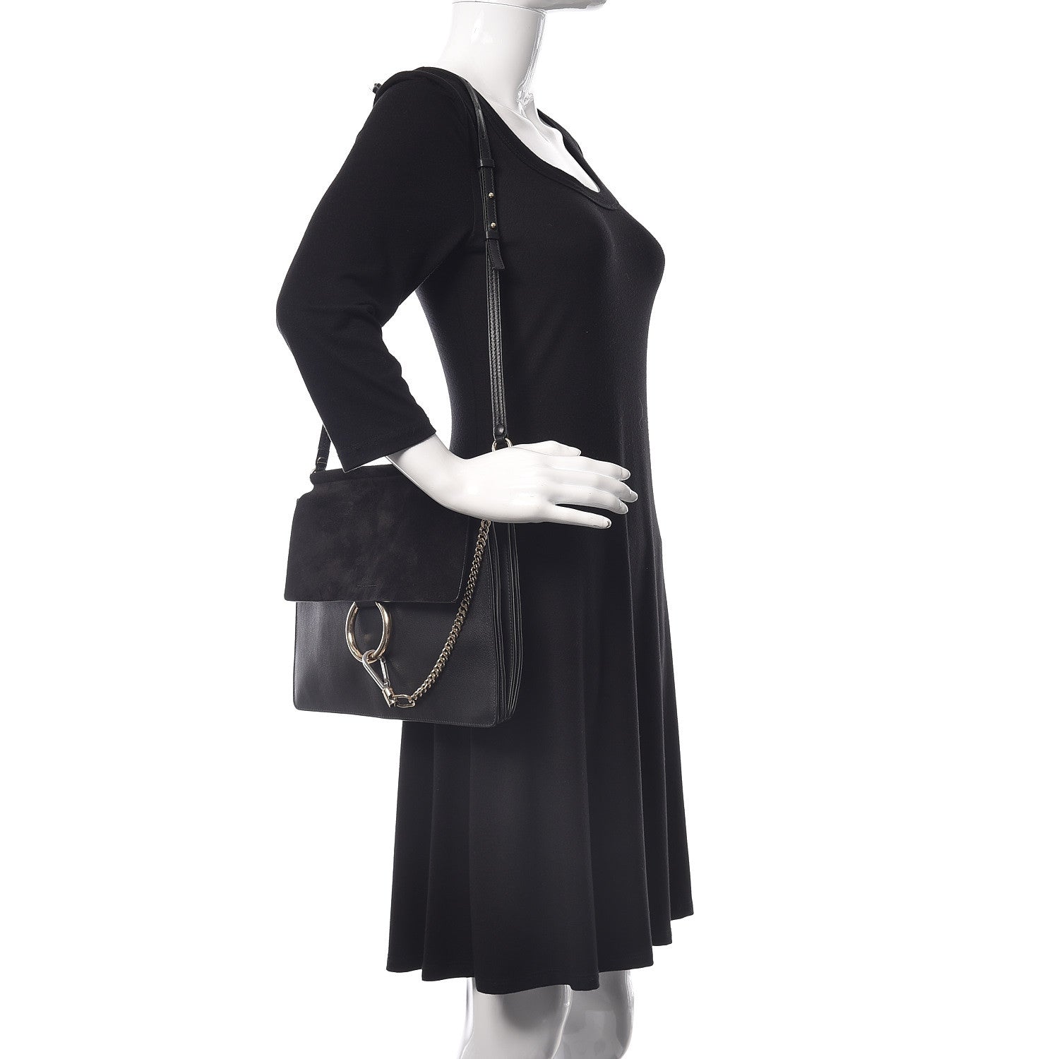 Chloe Suede Calfskin Medium Faye Shoulder Bag Black 2 of 13