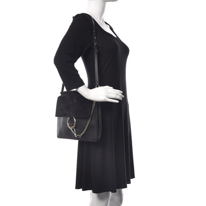 Chloe Suede Calfskin Medium Faye Shoulder Bag Black 2 of 13