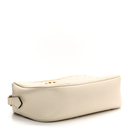 Gucci Calfskin Matelasse Small GG Marmont Chain Shoulder Bag White 4 of 12