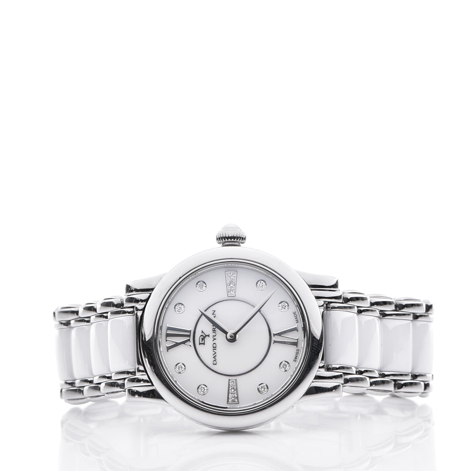 David Yurman Stainless Steel Ceramic Diamond 30mm Classic Quartz Watch White 3 of 8