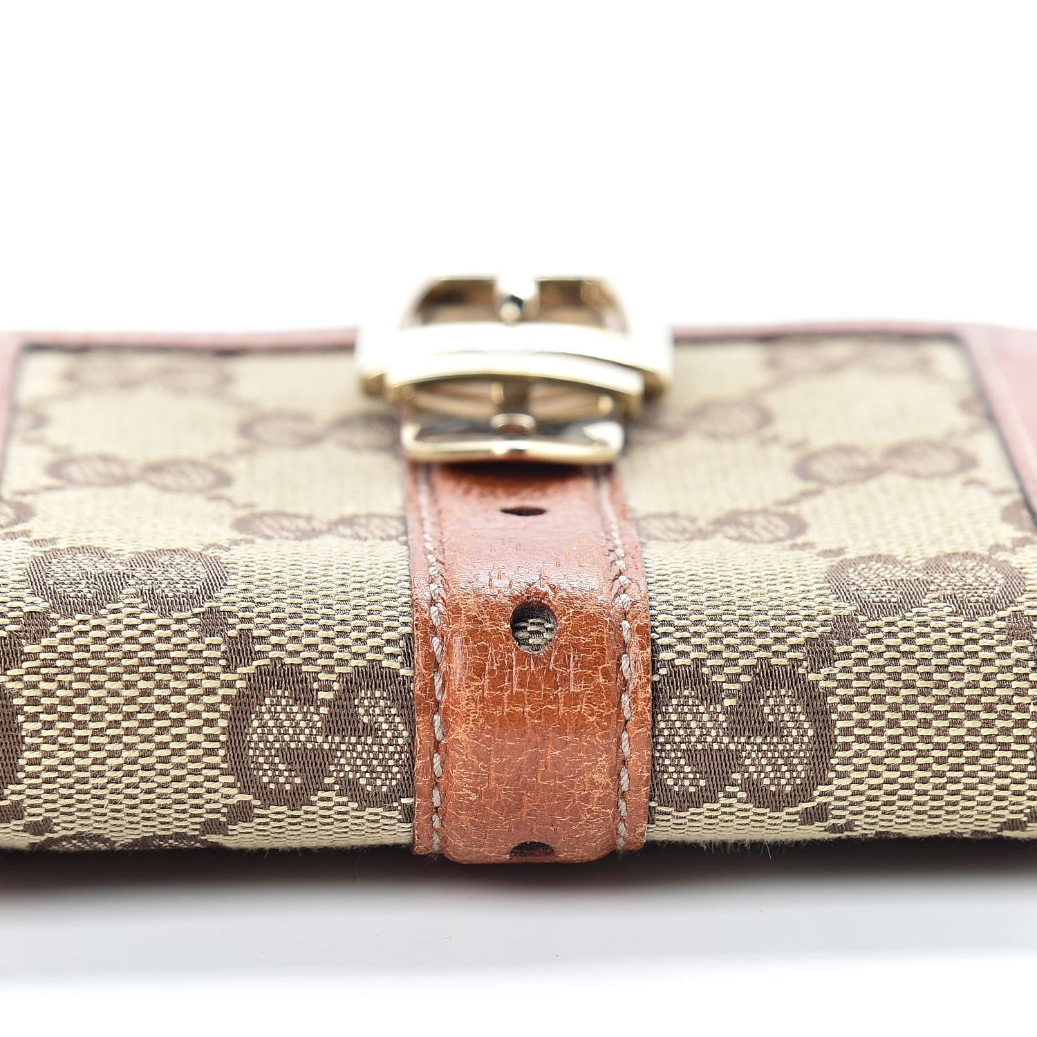 Gucci Monogram Buckle Compact Wallet Brown 14 of 16