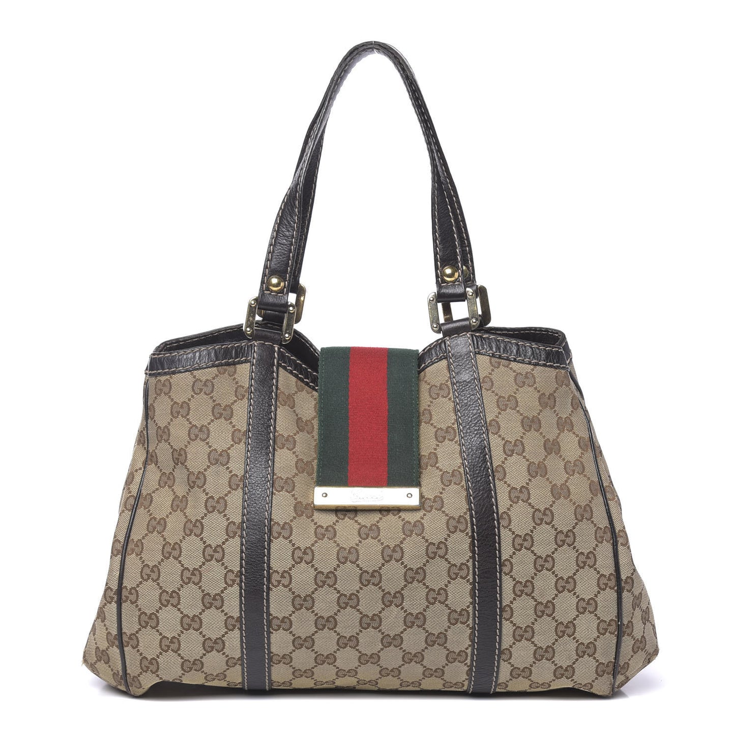 Monogram New Ladies Web Tote Dark Brown