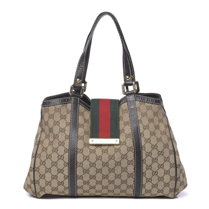Gucci Monogram New Ladies Web Tote Dark Brown 1 of 22